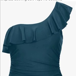 One Shoulder Tankini Ruffle Swim Tops Strapless Bathing Suit Tops No Bottoms